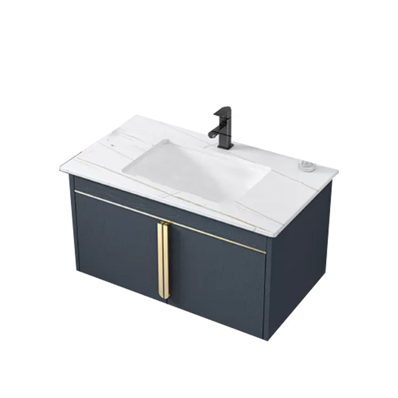 Modern Wall-Mounted Bathroom Sink Vanity Stainless Steel Vanity with Soft Close Door