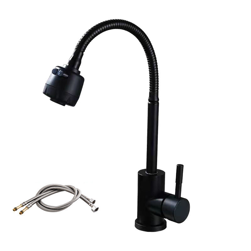 Modern 1-Handle 1-Hole Faucets Black and Silver Standard Kitchen Faucet