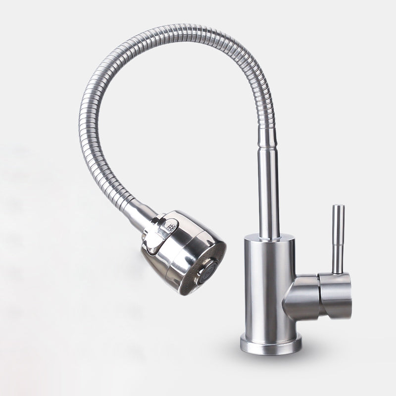 Modern 1-Handle 1-Hole Faucets Black and Silver Standard Kitchen Faucet