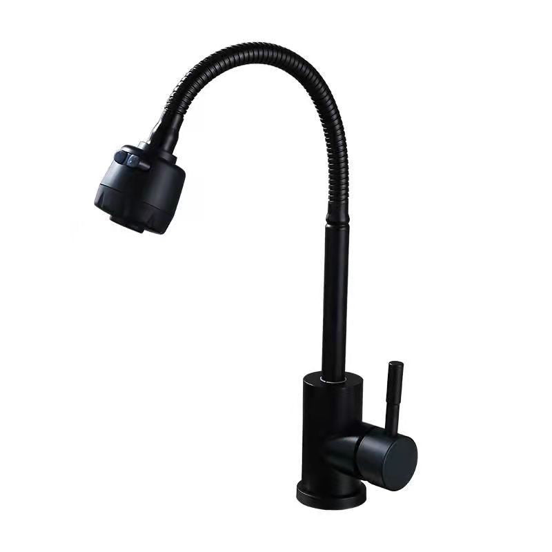 Modern 1-Handle 1-Hole Faucets Black and Silver Standard Kitchen Faucet
