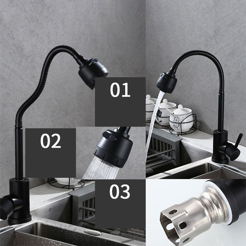 Modern 1-Handle 1-Hole Faucets Black and Silver Standard Kitchen Faucet