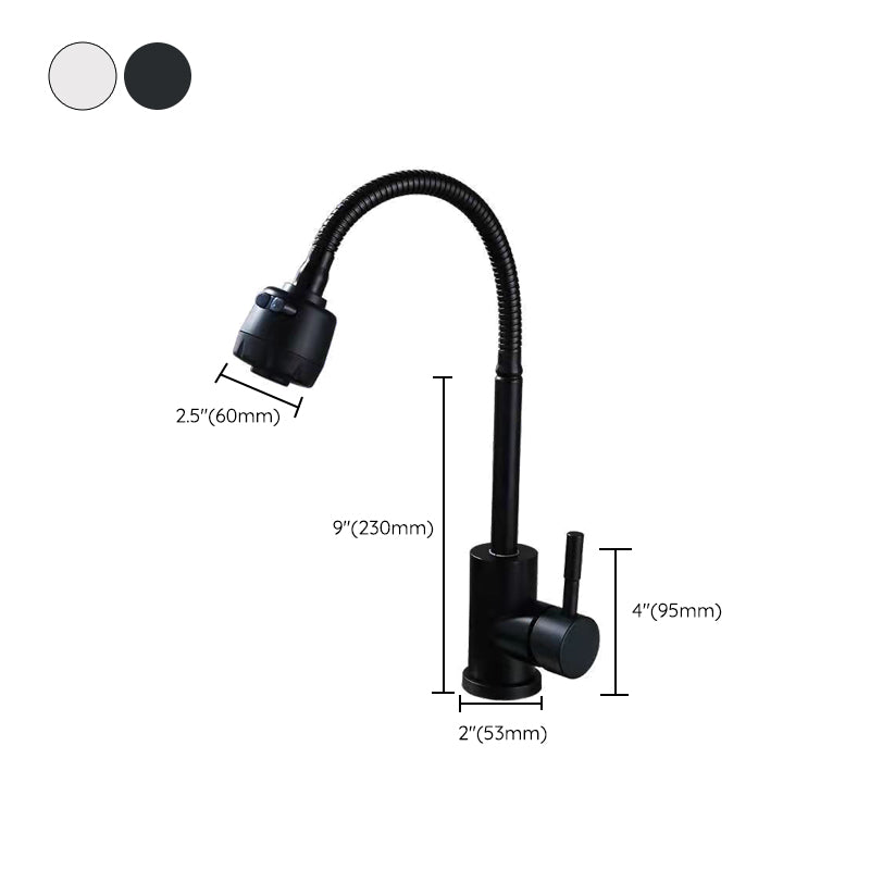 Modern 1-Handle 1-Hole Faucets Black and Silver Standard Kitchen Faucet