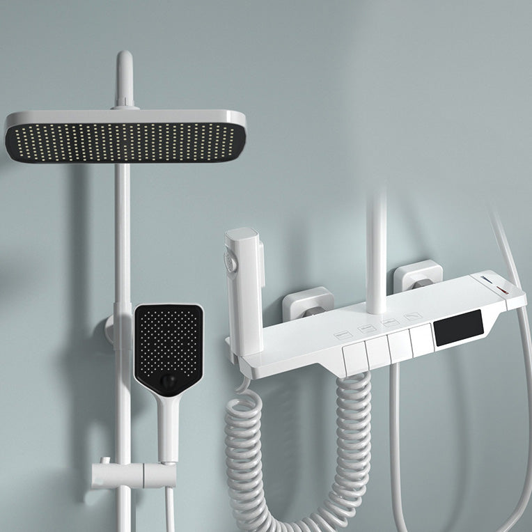 Wall Mounted Shower Arm Shower Faucet Metal Shower System with Slide Bar in White