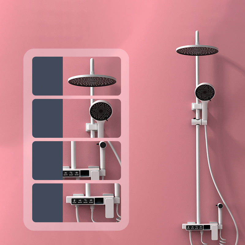 Wall Mounted Shower Arm Shower Faucet Metal Shower System with Slide Bar in White