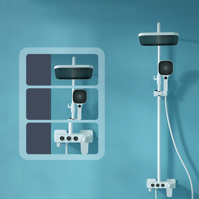 Wall Mounted Shower Arm Shower Faucet Metal Shower System with Slide Bar in White