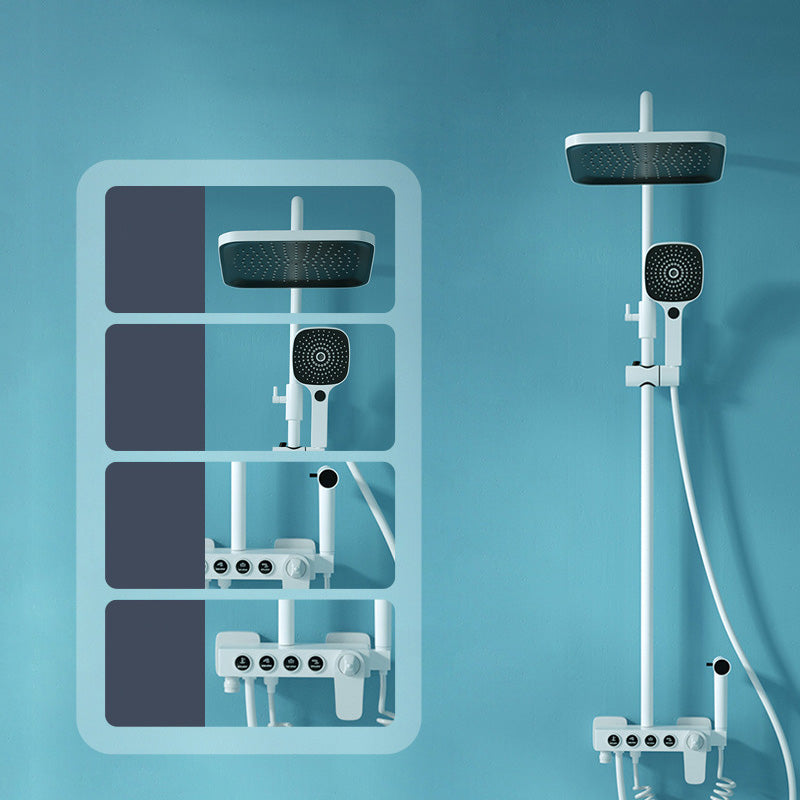 Wall Mounted Shower Arm Shower Faucet Metal Shower System with Slide Bar in White