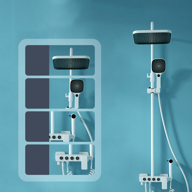 Wall Mounted Shower Arm Shower Faucet Metal Shower System with Slide Bar in White