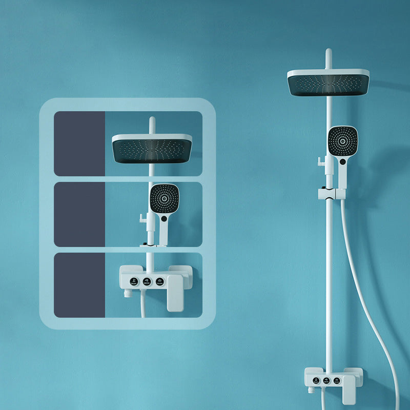 Wall Mounted Shower Arm Shower Faucet Metal Shower System with Slide Bar in White