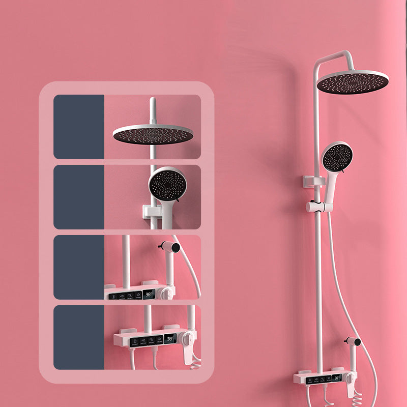 Wall Mounted Shower Arm Shower Faucet Metal Shower System with Slide Bar in White