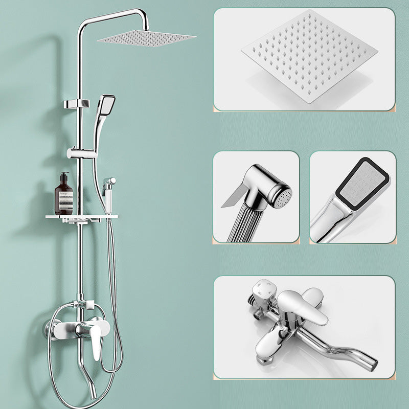 Modern Pressure Balanced Diverter Valve Shower Metal Shower Head Shower Faucet On Wall