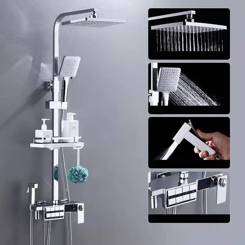 Modern Adjustable Spray Pattern Water Flow Shower Faucet Shower Hose Shower System on Wall
