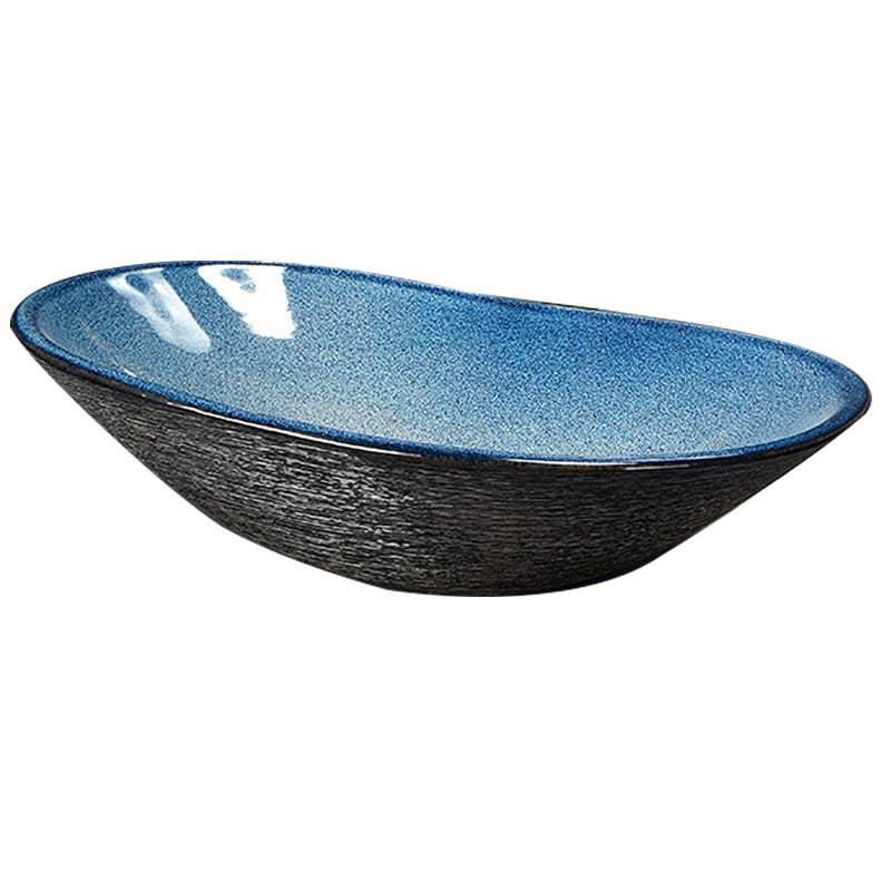 Traditional Vessel Bathroom Sink Oval Porcelain with Overflow and Drain Assembly Vessel