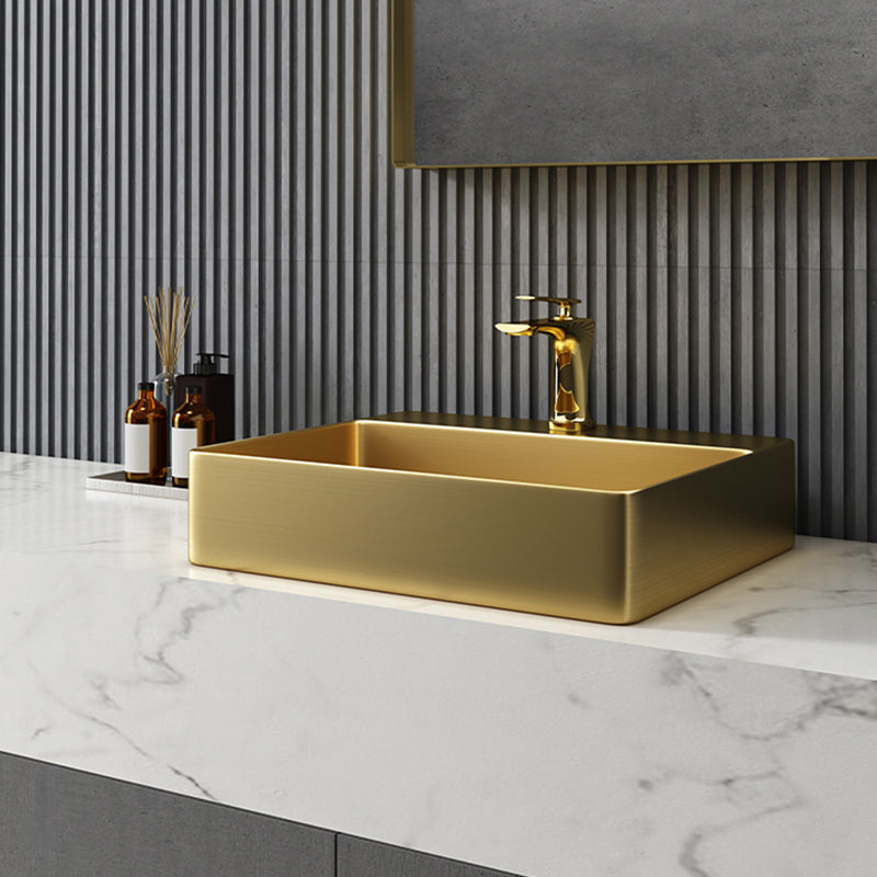 Modern Bathroom Sink Rectangular Bathroom Sink with Basin and Faucet