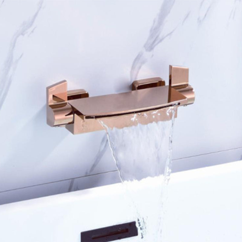 Wall Mounted Metal Tub Filler Low Arc Waterfall Bathroom Faucet