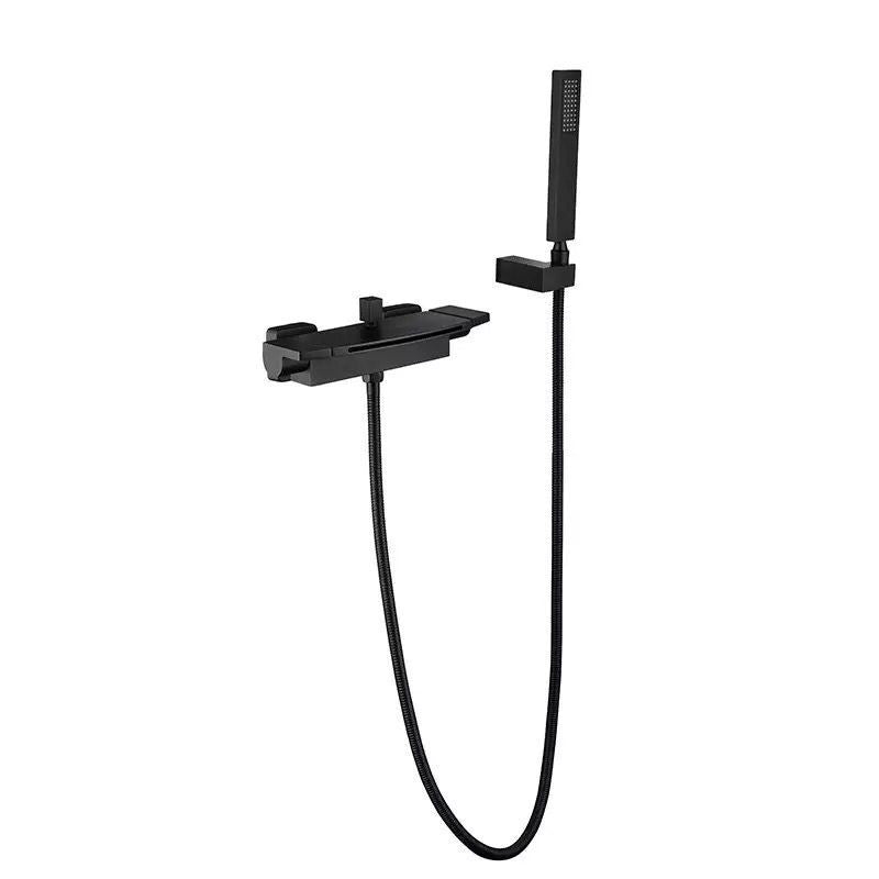 Wall Mounted Metal Tub Filler Low Arc Waterfall Bathroom Faucet