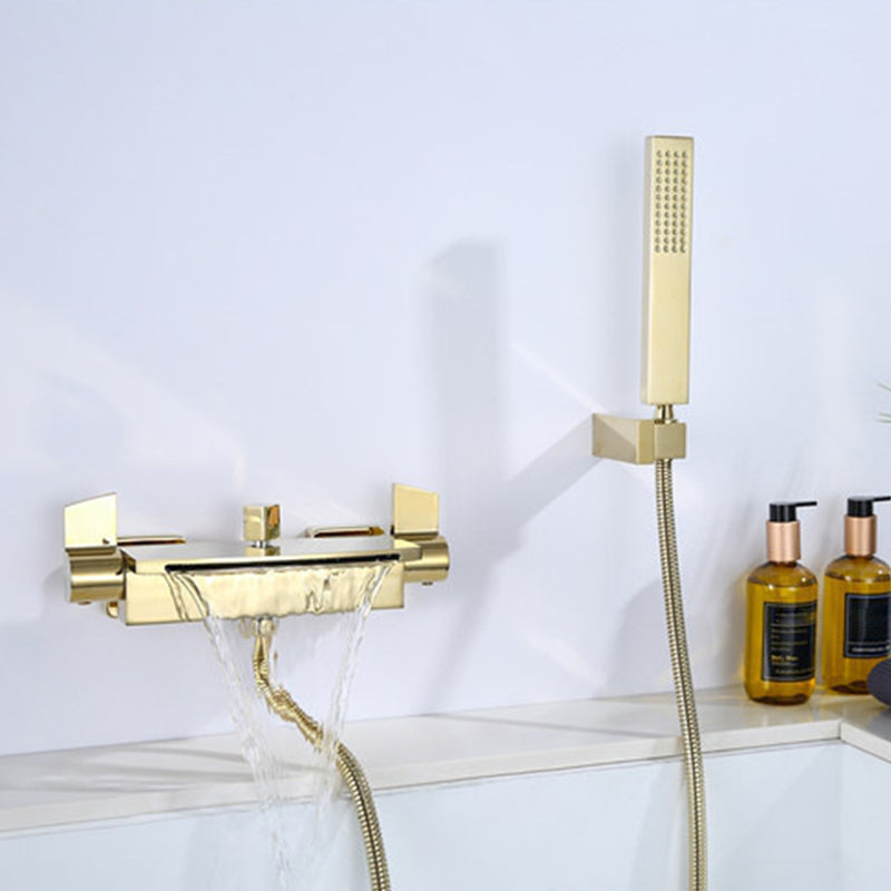 Wall Mounted Metal Tub Filler Low Arc Waterfall Bathroom Faucet