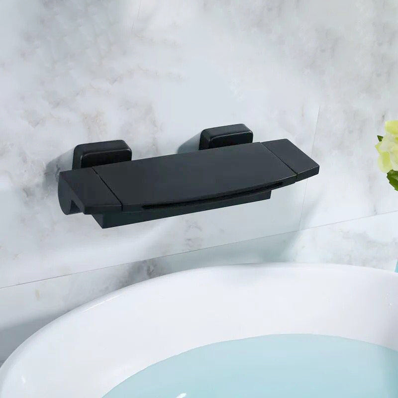 Wall Mounted Metal Tub Filler Low Arc Waterfall Bathroom Faucet