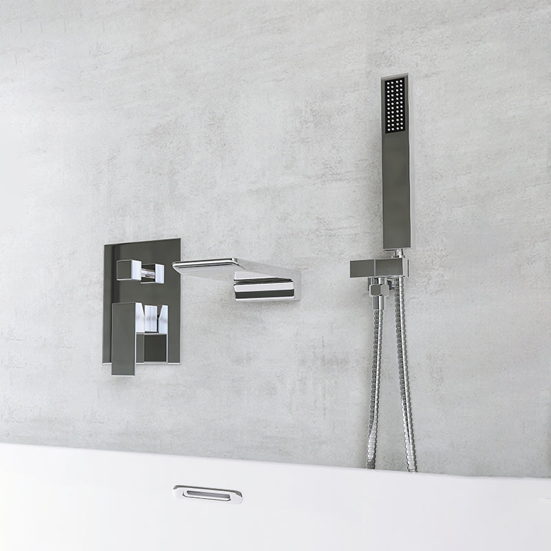 Modern Wall Mounted Metal Tub Filler Single Handle Bathroom Faucet