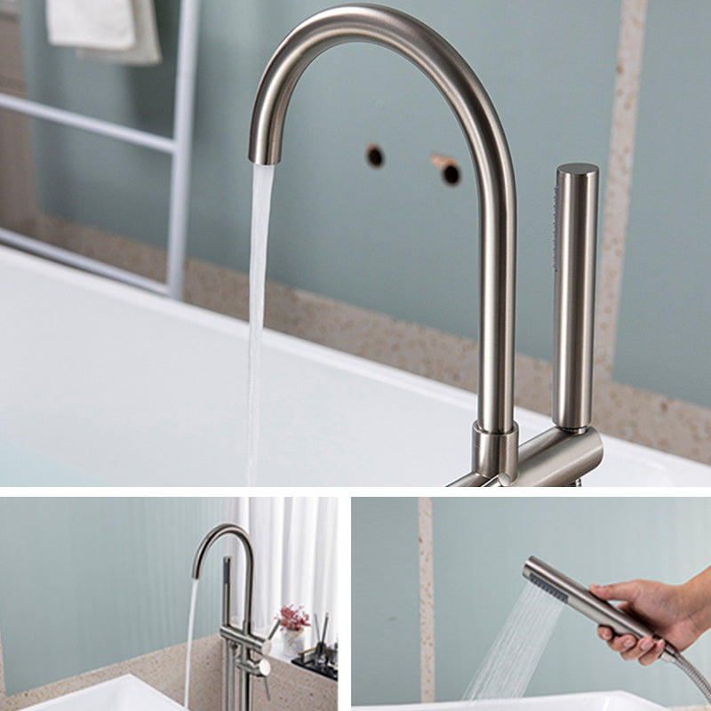 Modern Floor Mounted Metal Freestanding Tub Filler Freestanding High Arc Tub Filler Trim