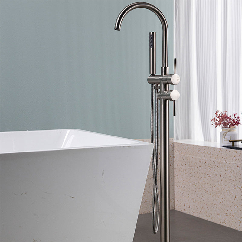 Modern Floor Mounted Metal Freestanding Tub Filler Freestanding High Arc Tub Filler Trim