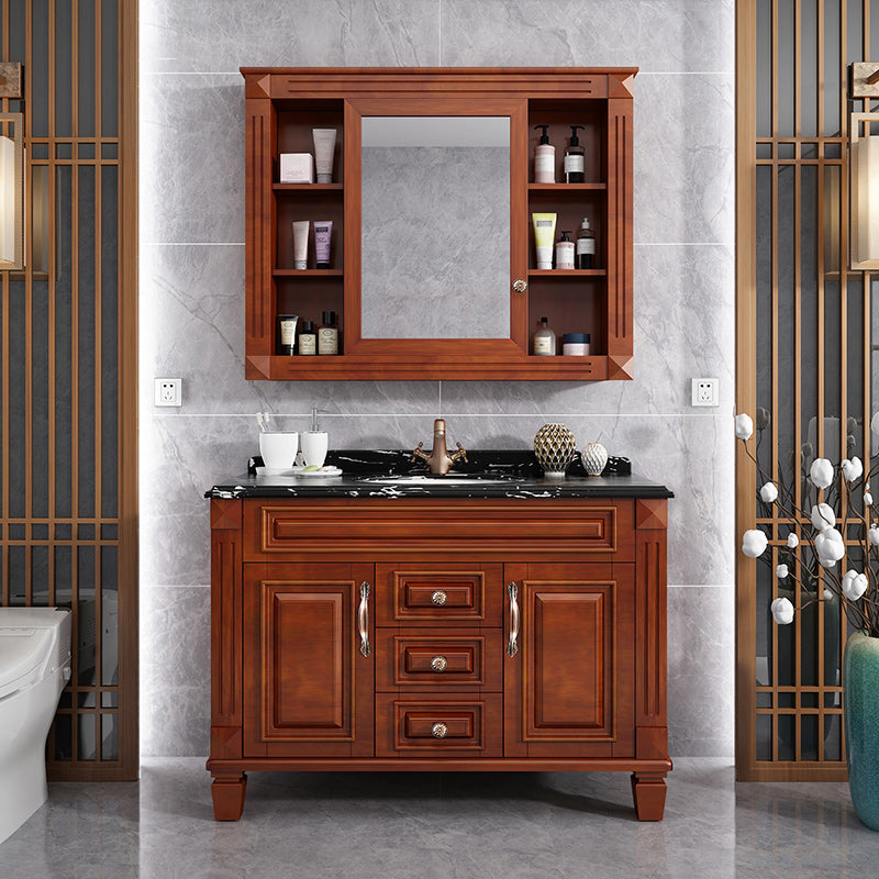Traditional Wooden Sink Vanity Mirror Cabinet Vanity Cabinet with Storage Shelving