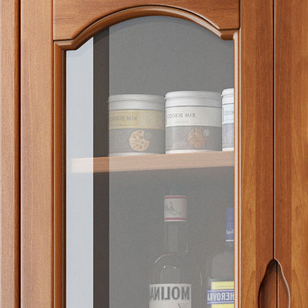 Modern Rubberwood Dining Hutch Glass Doors Hutch Buffet with Drawers for Living Room