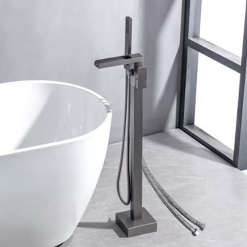 Modern Deck Mounted Copper Tub Faucet Low Arc Waterfall Tub Faucet
