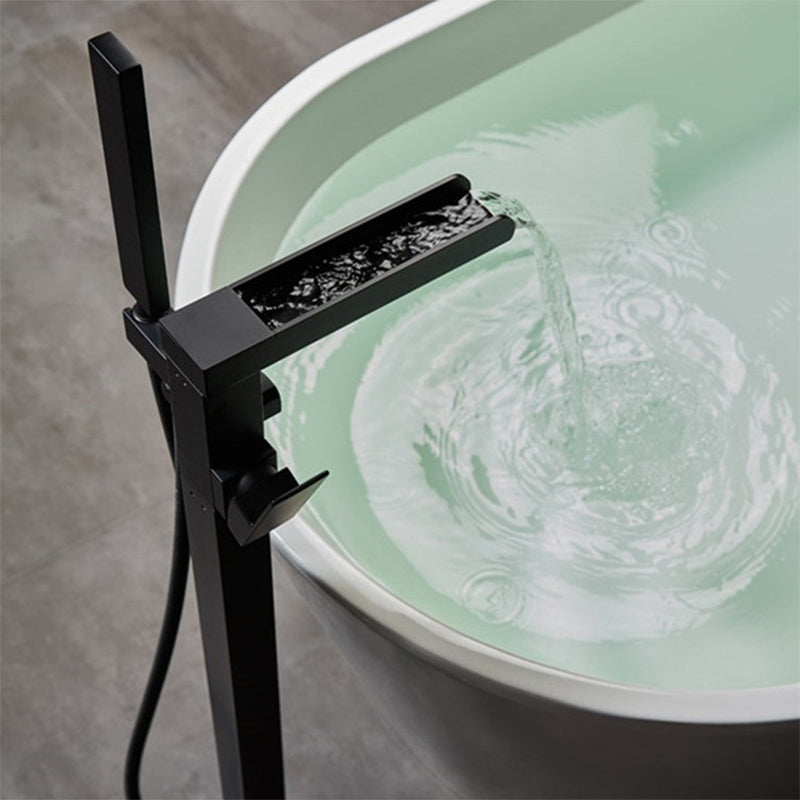 Modern Deck Mounted Copper Tub Faucet Low Arc Waterfall Tub Faucet