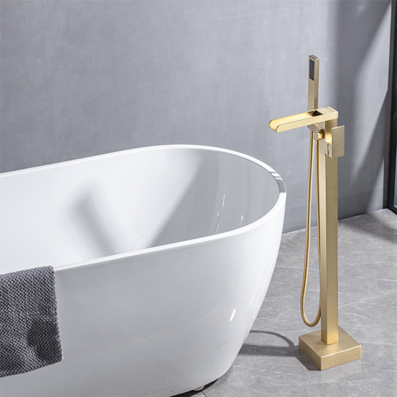Modern Deck Mounted Copper Tub Faucet Low Arc Waterfall Tub Faucet
