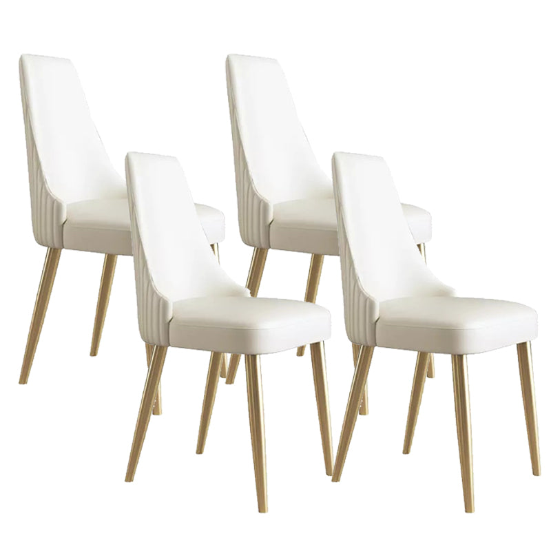Glam Style Parsons Side Chair Leather White Indoor Dining Chair