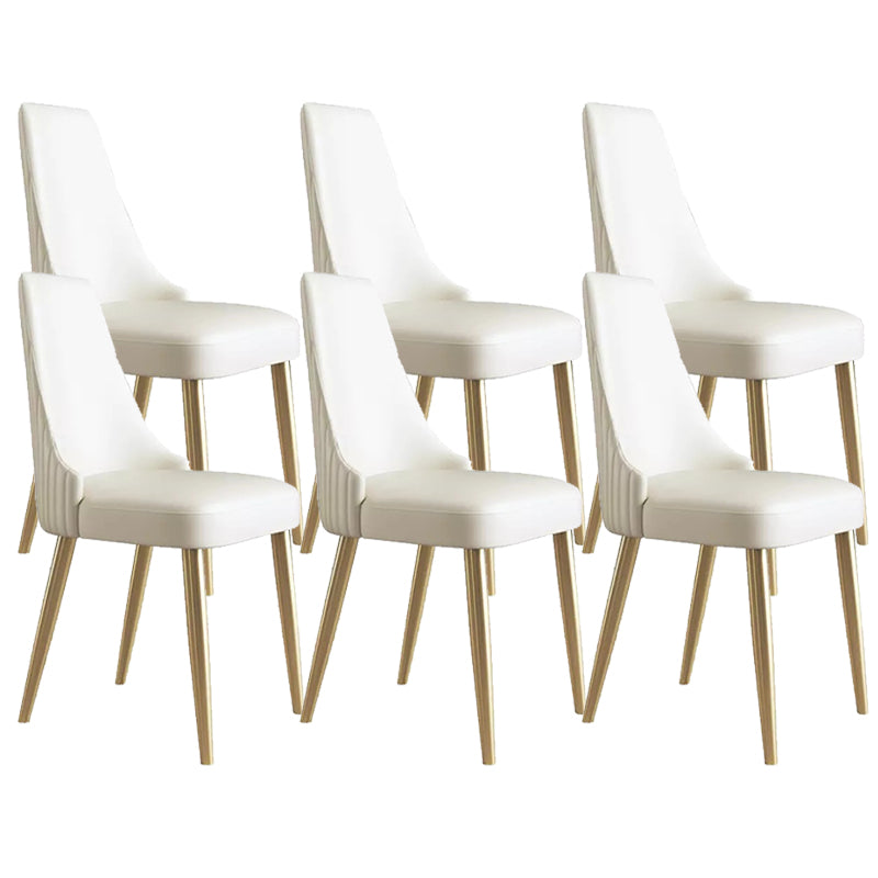 Glam Style Parsons Side Chair Leather White Indoor Dining Chair