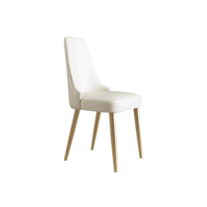 Glam Style Parsons Side Chair Leather White Indoor Dining Chair
