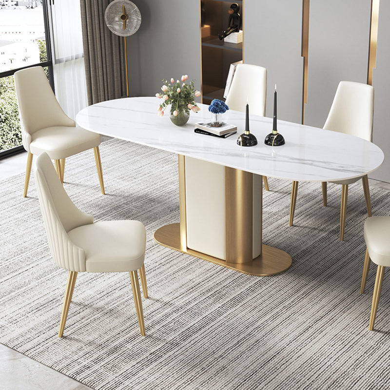 Glam Style Parsons Side Chair Leather White Indoor Dining Chair