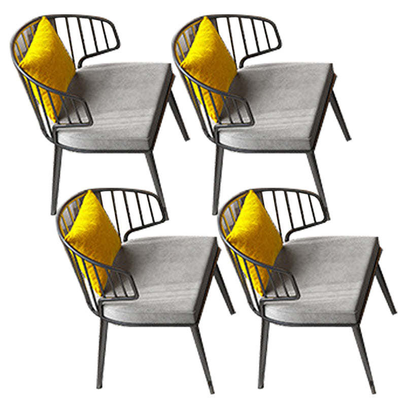 Grey Upholstered Dining Chairs Metal Windsor Back Arm Chairs