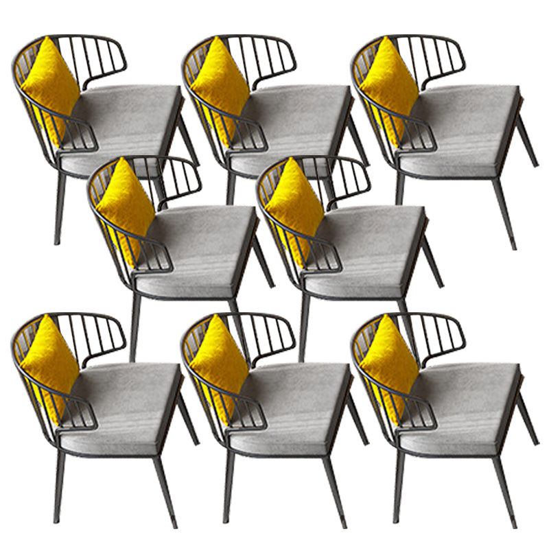 Grey Upholstered Dining Chairs Metal Windsor Back Arm Chairs