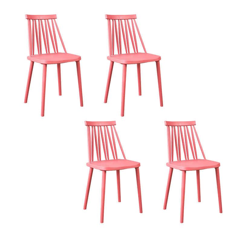 Nordic Style Armless Side Chairs Slat Back Chair with Plastic Legs for Home Use