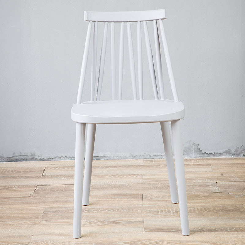 Nordic Style Armless Side Chairs Slat Back Chair with Plastic Legs for Home Use