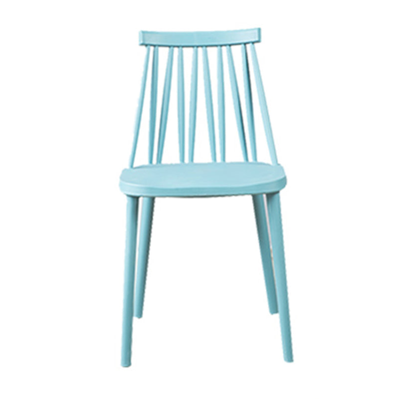 Nordic Style Armless Side Chairs Slat Back Chair with Plastic Legs for Home Use