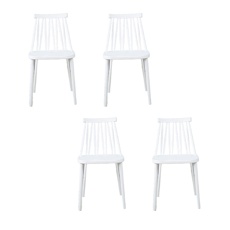 Nordic Style Armless Side Chairs Slat Back Chair with Plastic Legs for Home Use