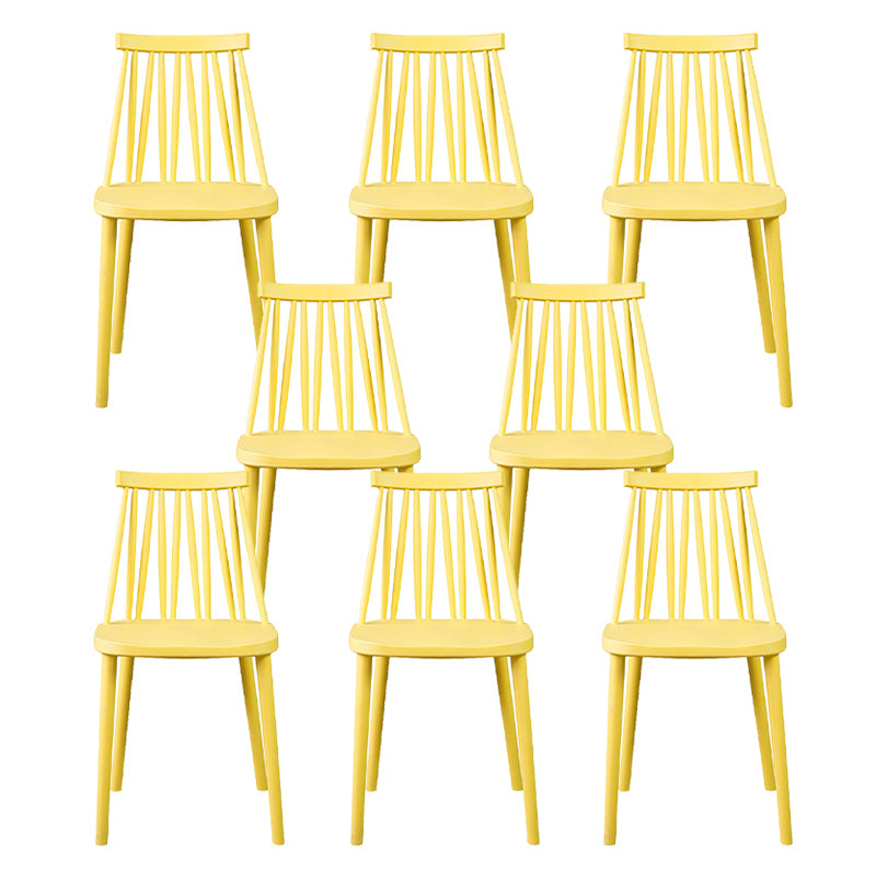 Nordic Style Armless Side Chairs Slat Back Chair with Plastic Legs for Home Use