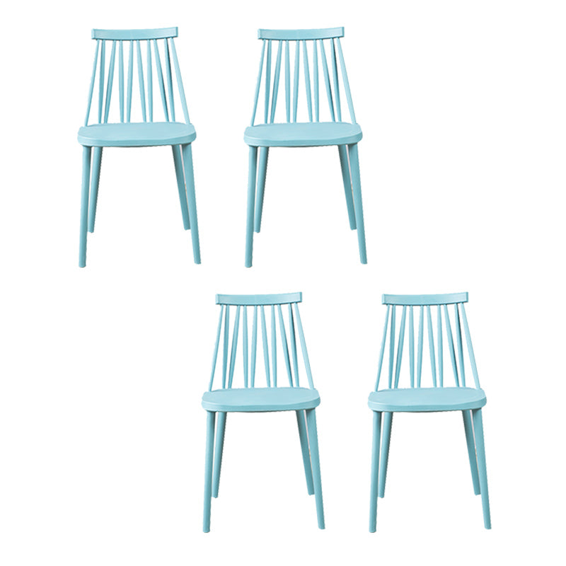 Nordic Style Armless Side Chairs Slat Back Chair with Plastic Legs for Home Use