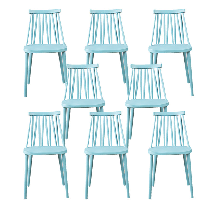 Nordic Style Armless Side Chairs Slat Back Chair with Plastic Legs for Home Use