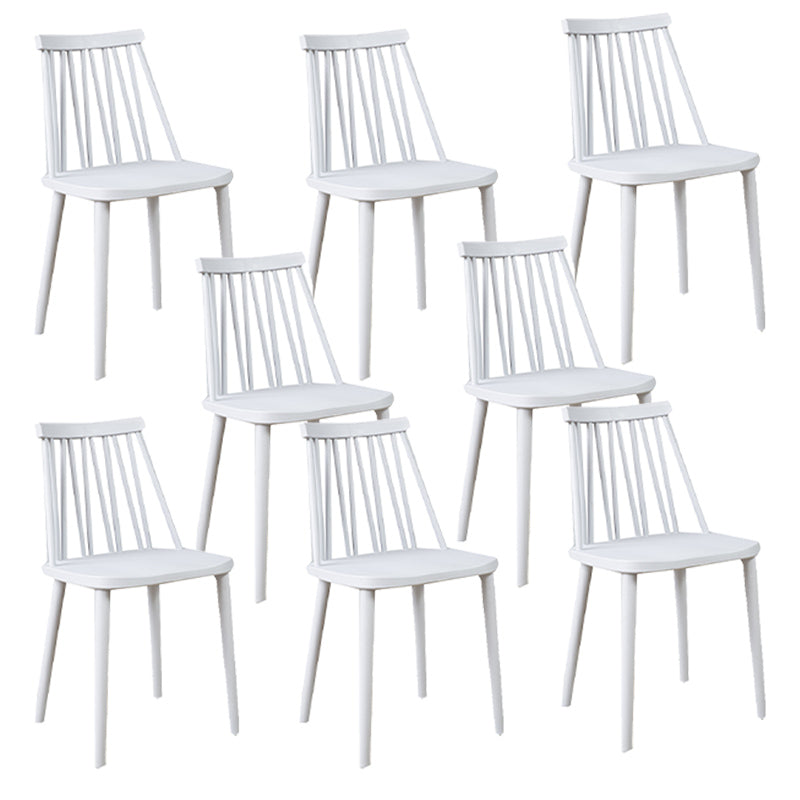 Nordic Style Armless Side Chairs Slat Back Chair with Plastic Legs for Home Use