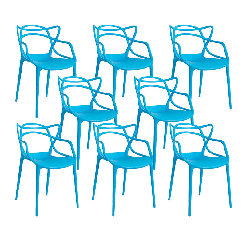 Nordic Arm Side Chairs Open Back Chairs with Plastic Legs for Home Use