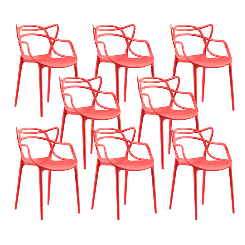 Nordic Arm Side Chairs Open Back Chairs with Plastic Legs for Home Use