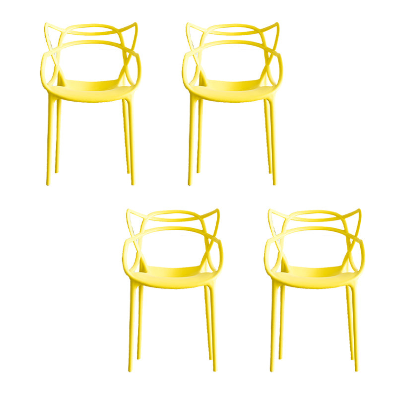 Nordic Arm Side Chairs Open Back Chairs with Plastic Legs for Home Use