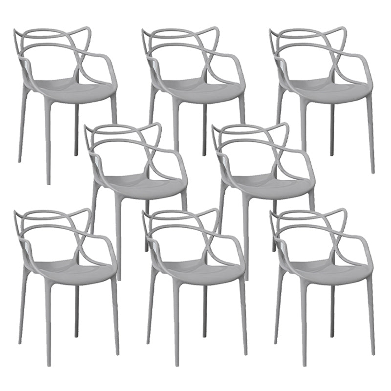 Nordic Arm Side Chairs Open Back Chairs with Plastic Legs for Home Use