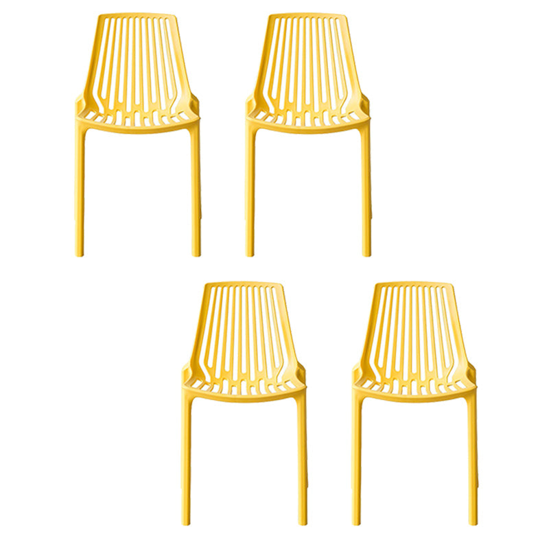 Nordic Armless Side Chairs Slat Back Chair with Plastic Legs for Home Use