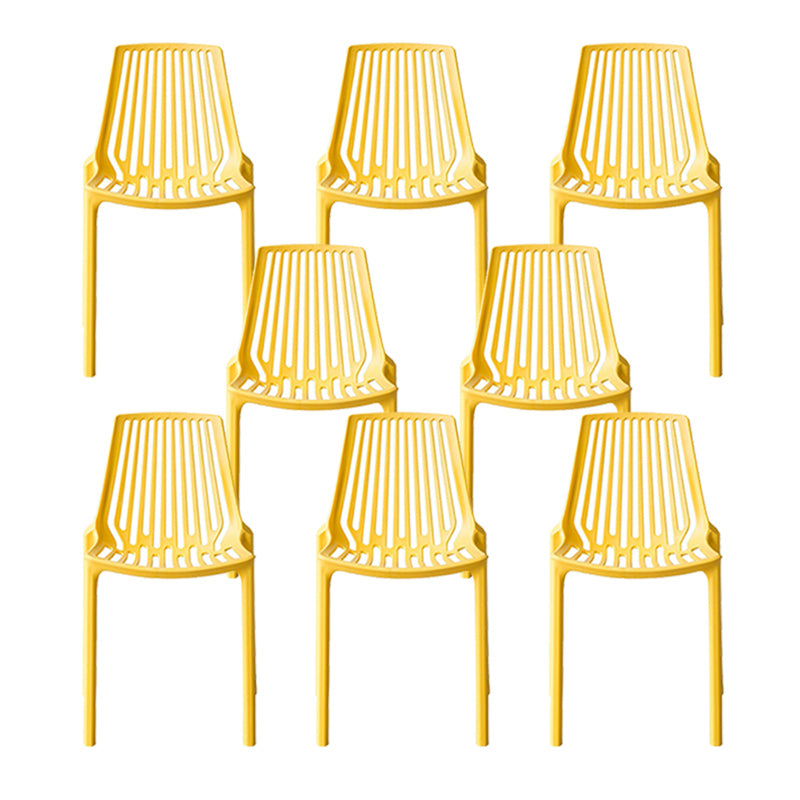 Nordic Armless Side Chairs Slat Back Chair with Plastic Legs for Home Use