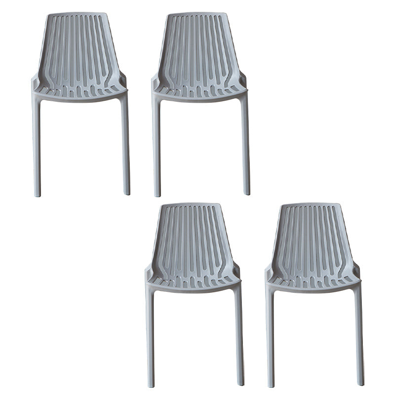 Nordic Armless Side Chairs Slat Back Chair with Plastic Legs for Home Use